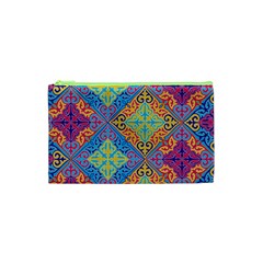 Colorful Floral Ornament, Floral Patterns Cosmetic Bag (xs) by nateshop