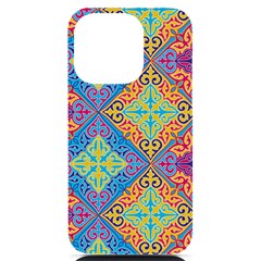 Colorful Floral Ornament, Floral Patterns Iphone 14 Pro Black Uv Print Case by nateshop