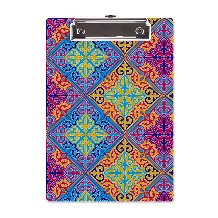 Colorful Floral Ornament, Floral Patterns A5 Acrylic Clipboard