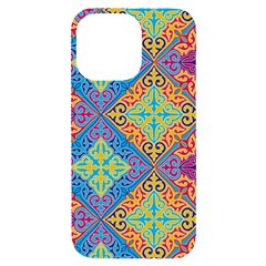 Colorful Floral Ornament, Floral Patterns Iphone 14 Pro Max Black Uv Print Case by nateshop