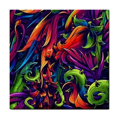 Colorful Floral Patterns, Abstract Floral Background Tile Coaster