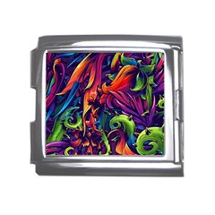 Colorful Floral Patterns, Abstract Floral Background Mega Link Italian Charm (18mm) by nateshop