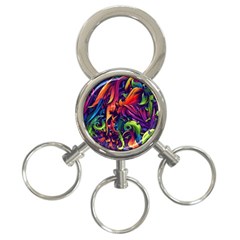 Colorful Floral Patterns, Abstract Floral Background 3-Ring Key Chain