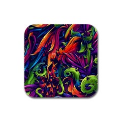 Colorful Floral Patterns, Abstract Floral Background Rubber Square Coaster (4 Pack) by nateshop