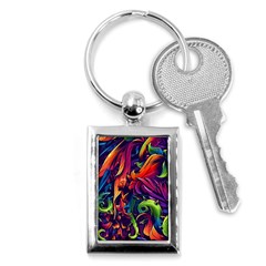 Colorful Floral Patterns, Abstract Floral Background Key Chain (Rectangle)