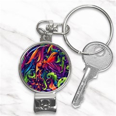 Colorful Floral Patterns, Abstract Floral Background Nail Clippers Key Chain