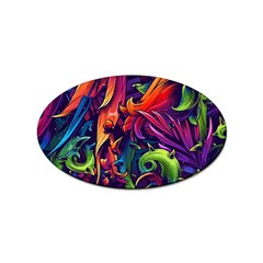 Colorful Floral Patterns, Abstract Floral Background Sticker (Oval)