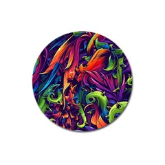 Colorful Floral Patterns, Abstract Floral Background Magnet 3  (round) by nateshop