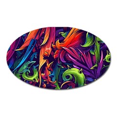 Colorful Floral Patterns, Abstract Floral Background Oval Magnet