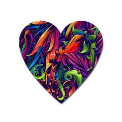 Colorful Floral Patterns, Abstract Floral Background Heart Magnet