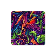 Colorful Floral Patterns, Abstract Floral Background Square Magnet