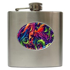 Colorful Floral Patterns, Abstract Floral Background Hip Flask (6 oz)