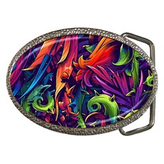 Colorful Floral Patterns, Abstract Floral Background Belt Buckles