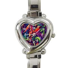 Colorful Floral Patterns, Abstract Floral Background Heart Italian Charm Watch