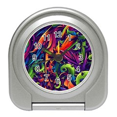 Colorful Floral Patterns, Abstract Floral Background Travel Alarm Clock