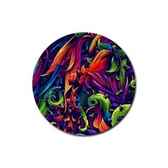 Colorful Floral Patterns, Abstract Floral Background Rubber Round Coaster (4 Pack) by nateshop