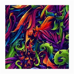 Colorful Floral Patterns, Abstract Floral Background Medium Glasses Cloth