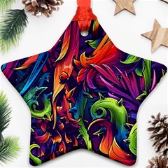 Colorful Floral Patterns, Abstract Floral Background Star Ornament (two Sides) by nateshop