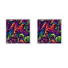 Colorful Floral Patterns, Abstract Floral Background Cufflinks (square) by nateshop