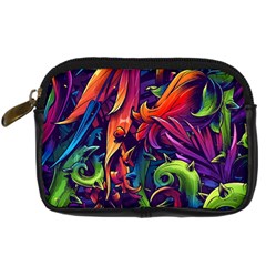 Colorful Floral Patterns, Abstract Floral Background Digital Camera Leather Case