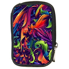 Colorful Floral Patterns, Abstract Floral Background Compact Camera Leather Case