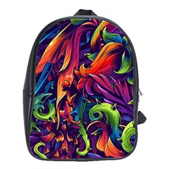 Colorful Floral Patterns, Abstract Floral Background School Bag (Large)