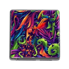 Colorful Floral Patterns, Abstract Floral Background Memory Card Reader (Square 5 Slot)