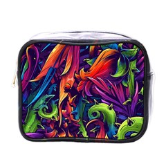 Colorful Floral Patterns, Abstract Floral Background Mini Toiletries Bag (One Side)