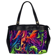 Colorful Floral Patterns, Abstract Floral Background Oversize Office Handbag (2 Sides)