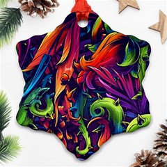 Colorful Floral Patterns, Abstract Floral Background Ornament (Snowflake)