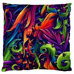 Colorful Floral Patterns, Abstract Floral Background Large Cushion Case (One Side)