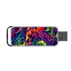 Colorful Floral Patterns, Abstract Floral Background Portable USB Flash (One Side)