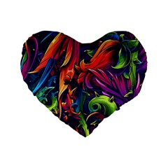 Colorful Floral Patterns, Abstract Floral Background Standard 16  Premium Heart Shape Cushions