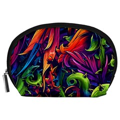 Colorful Floral Patterns, Abstract Floral Background Accessory Pouch (Large)