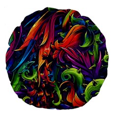 Colorful Floral Patterns, Abstract Floral Background Large 18  Premium Flano Round Cushions