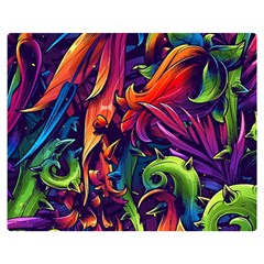 Colorful Floral Patterns, Abstract Floral Background Two Sides Premium Plush Fleece Blanket (Medium)