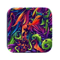 Colorful Floral Patterns, Abstract Floral Background Square Metal Box (black) by nateshop