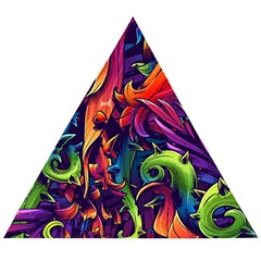 Colorful Floral Patterns, Abstract Floral Background Wooden Puzzle Triangle