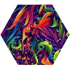 Colorful Floral Patterns, Abstract Floral Background Wooden Puzzle Hexagon