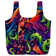 Colorful Floral Patterns, Abstract Floral Background Full Print Recycle Bag (XXL)