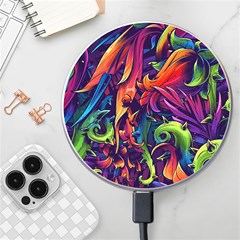 Colorful Floral Patterns, Abstract Floral Background Wireless Fast Charger(White)