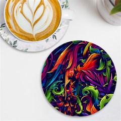 Colorful Floral Patterns, Abstract Floral Background UV Print Round Tile Coaster