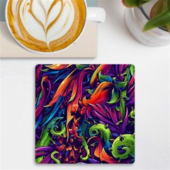 Colorful Floral Patterns, Abstract Floral Background UV Print Square Tile Coaster 