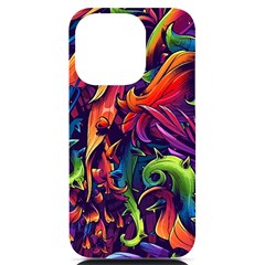 Colorful Floral Patterns, Abstract Floral Background iPhone 14 Pro Black UV Print Case