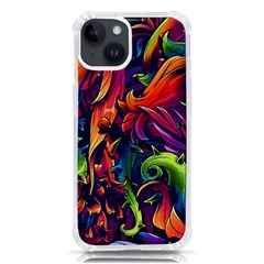 Colorful Floral Patterns, Abstract Floral Background iPhone 14 TPU UV Print Case