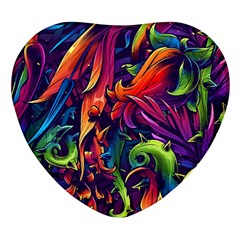 Colorful Floral Patterns, Abstract Floral Background Heart Glass Fridge Magnet (4 pack)