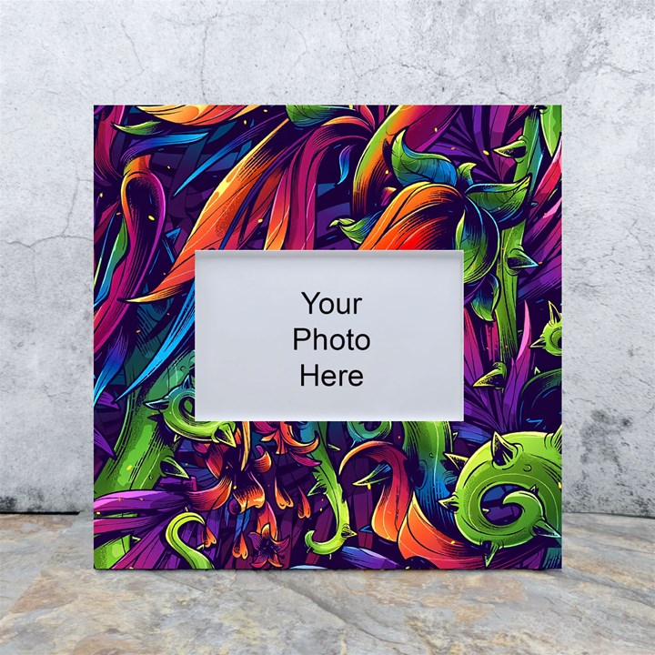 Colorful Floral Patterns, Abstract Floral Background White Box Photo Frame 4  x 6 