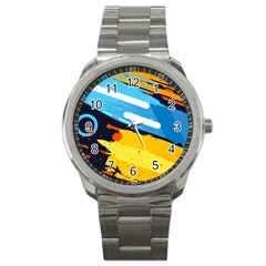 Colorful Paint Strokes Sport Metal Watch by nateshop