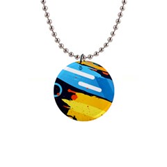 Colorful Paint Strokes 1  Button Necklace