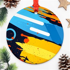 Colorful Paint Strokes Round Ornament (two Sides) by nateshop